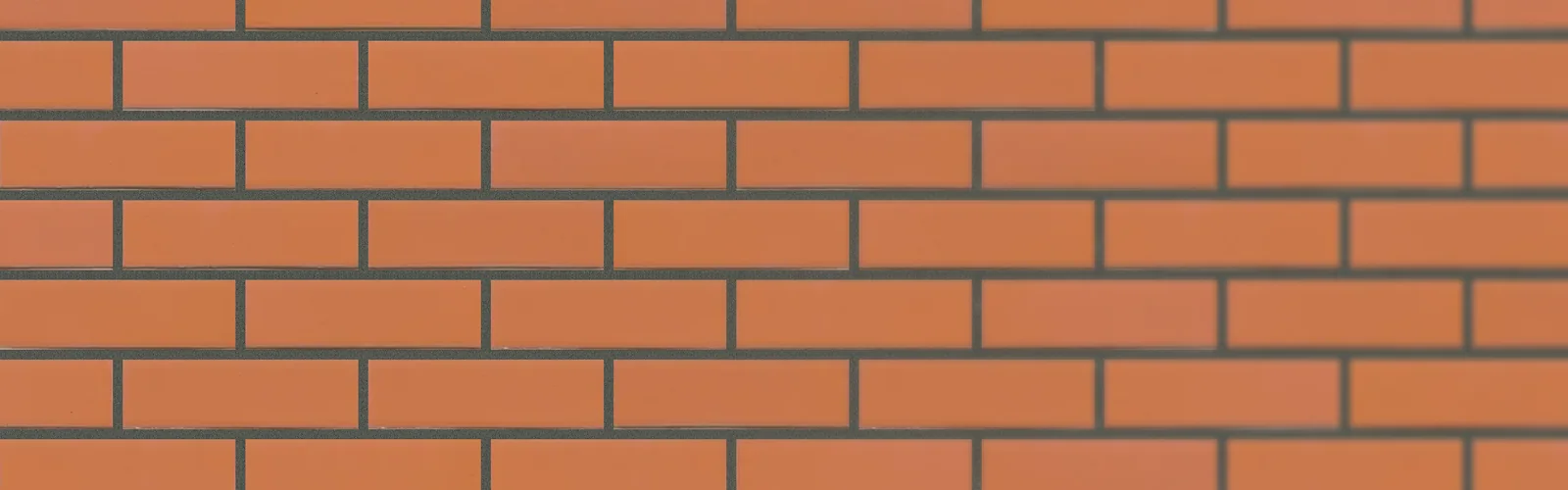 Стена, собранная в конфигураторе кладки: клинкерная плитка Feldhaus Klinker R220 terracotta liso, ложковая перевязка в полкирпича, антрацитовый шов