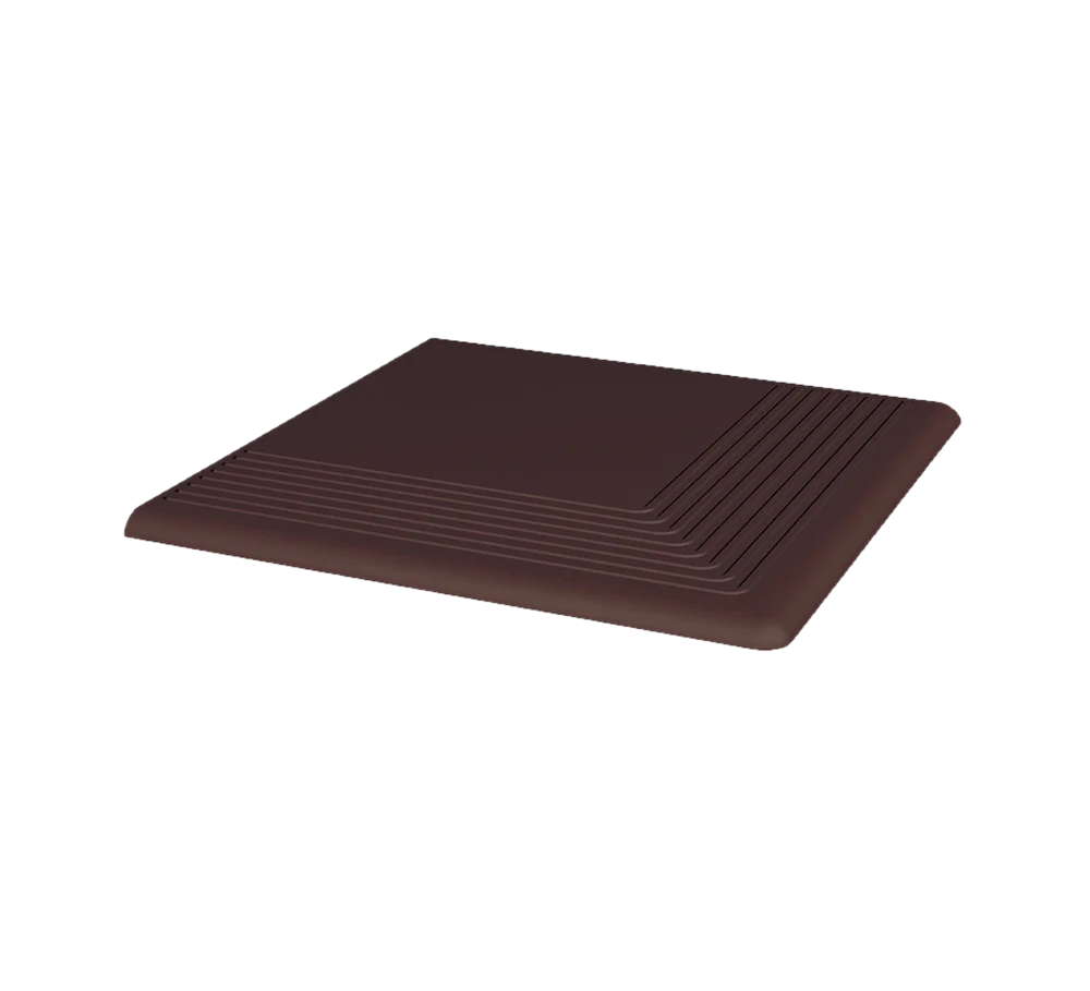 Угловая клинкерная ступень с насечками Paradyz Natural Brown, 300x300x11 мм