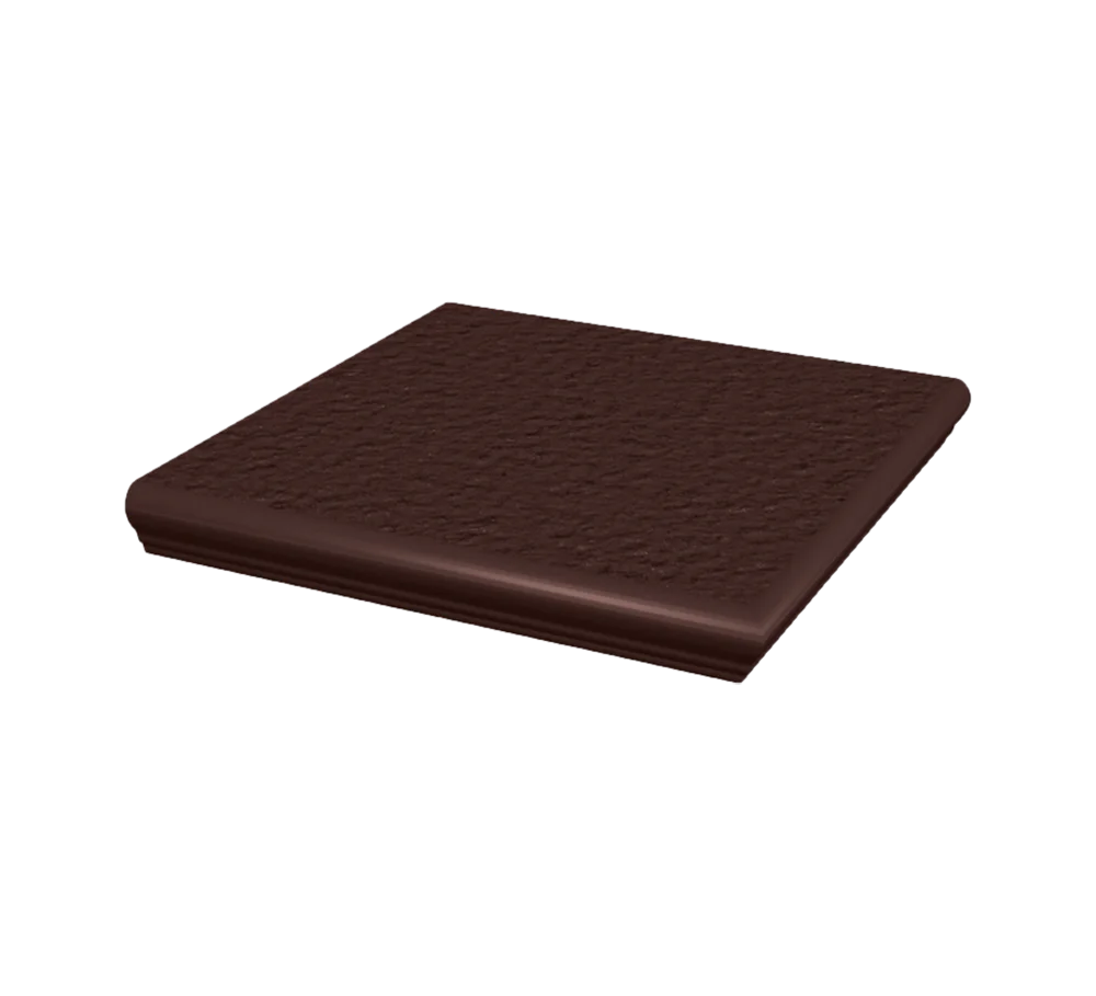 Угловая клинкерная ступень с капиносом Paradyz Natural Brown Duro, 330x330x11 мм