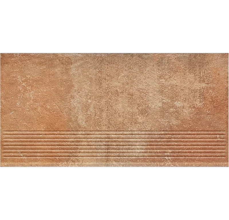 Клинкерная ступень с насечками Paradyz Scandiano Rosso, 600x300x8,5 мм