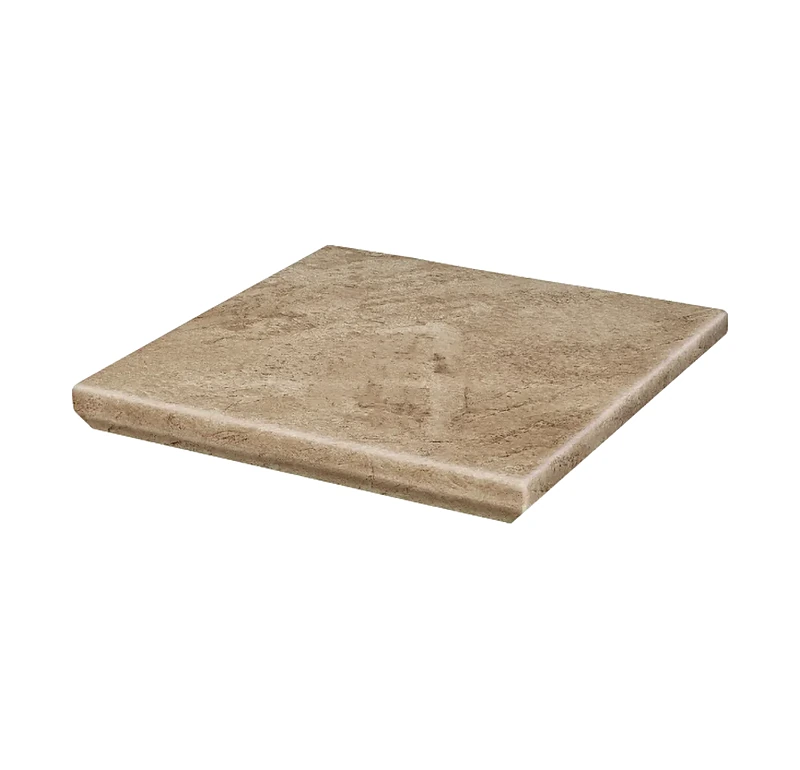 Угловая клинкерная ступень с капиносом Paradyz Mattone Pietra Beige, 330x330x11 мм