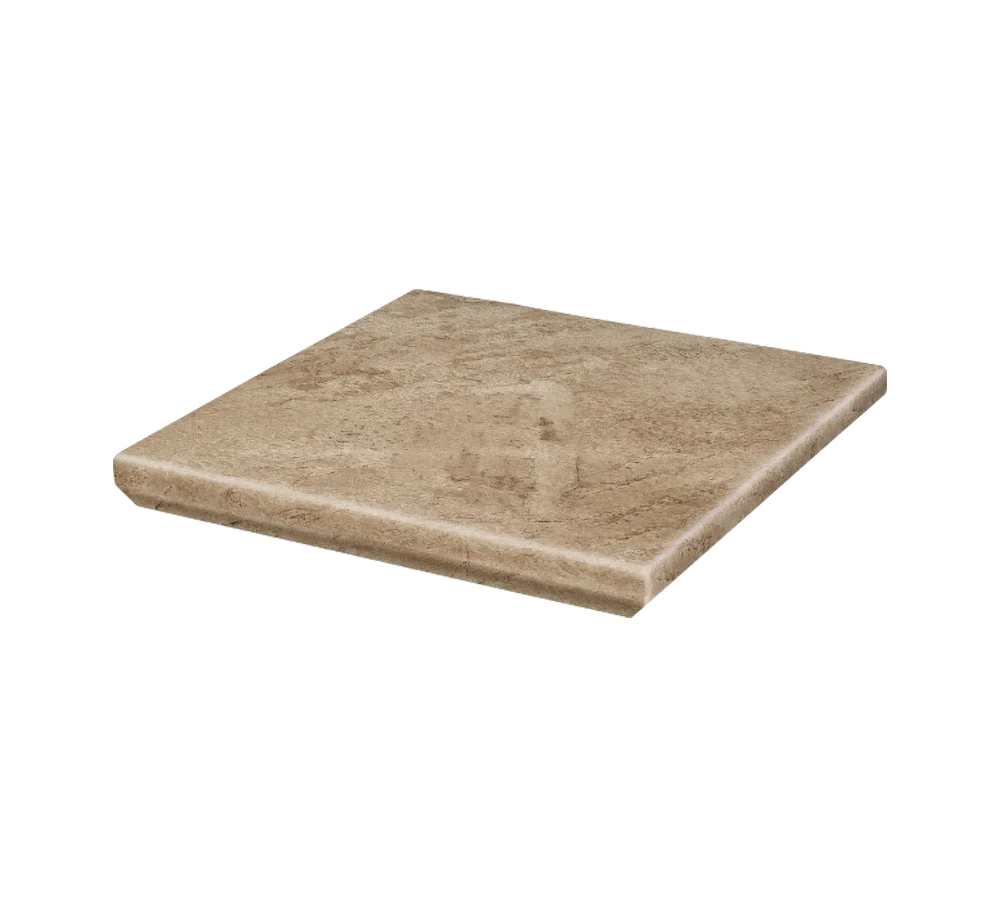 Угловая клинкерная ступень с капиносом Paradyz Mattone Pietra Beige, 330x330x11 мм