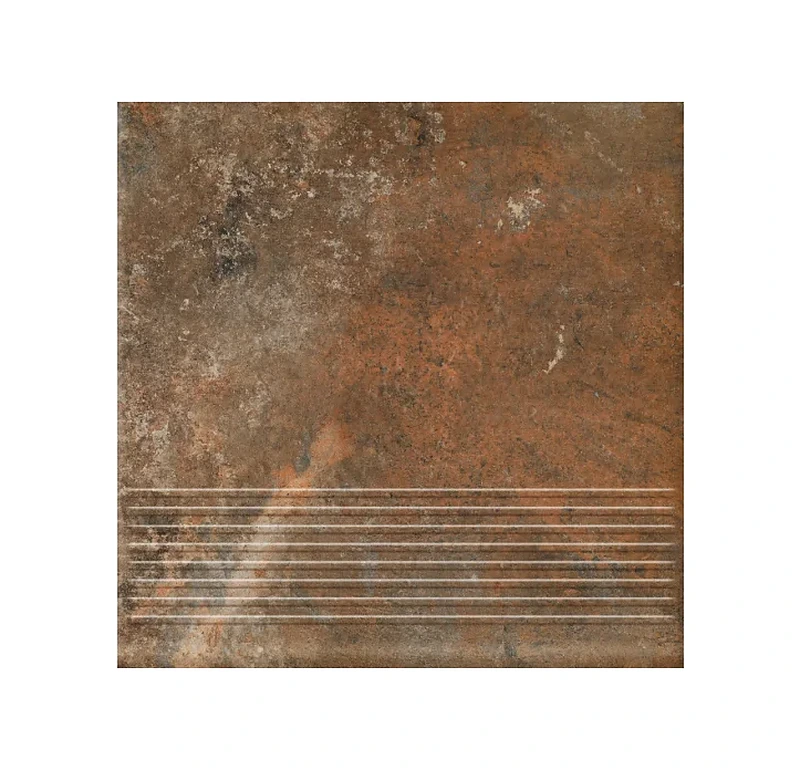Клинкерная ступень с насечками Paradyz Arteon Brown, 300x300x8,5 мм