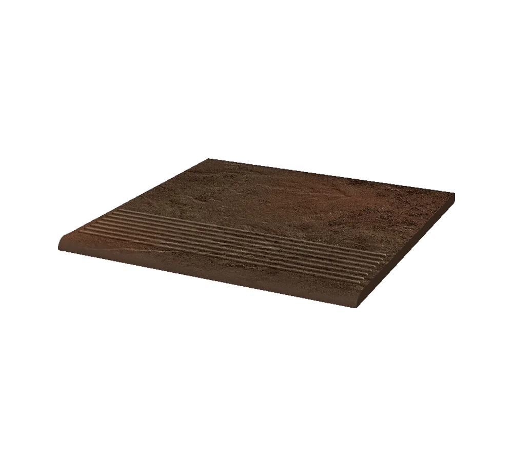 Клинкерная ступень с насечками Paradyz Semir Brown, 300x300x8,5 мм