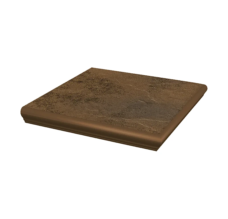 Угловая клинкерная ступень с капиносом Paradyz Semir Beige, 330x330x11 мм