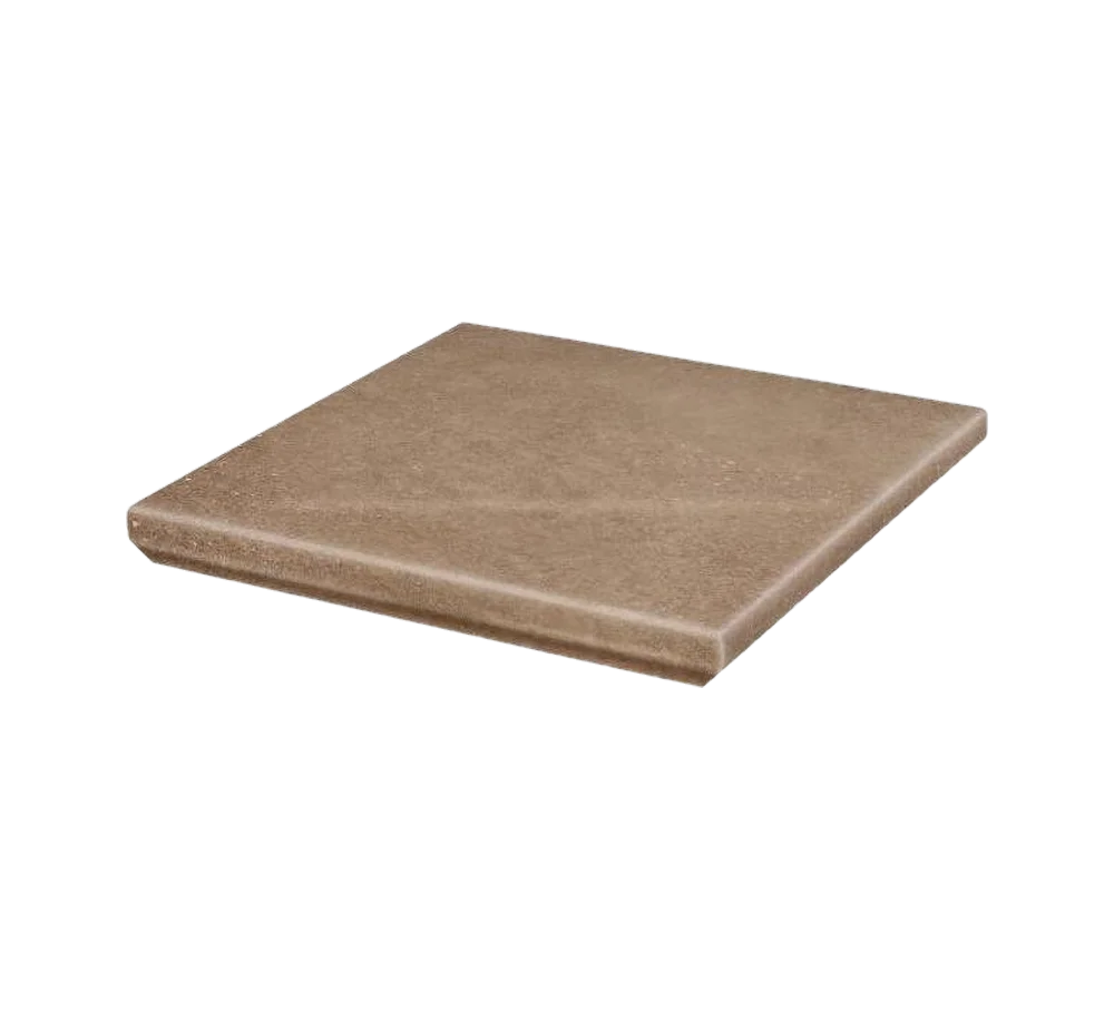 Угловая клинкерная ступень с капиносом Paradyz Mattone Sabbia Brown, 330x330x11 мм