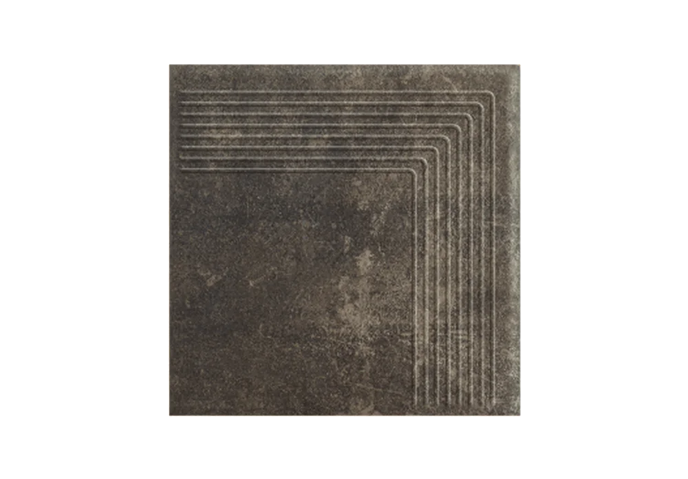 Угловая клинкерная ступень с насечками Paradyz Scandiano Beige, 300x300x11 мм