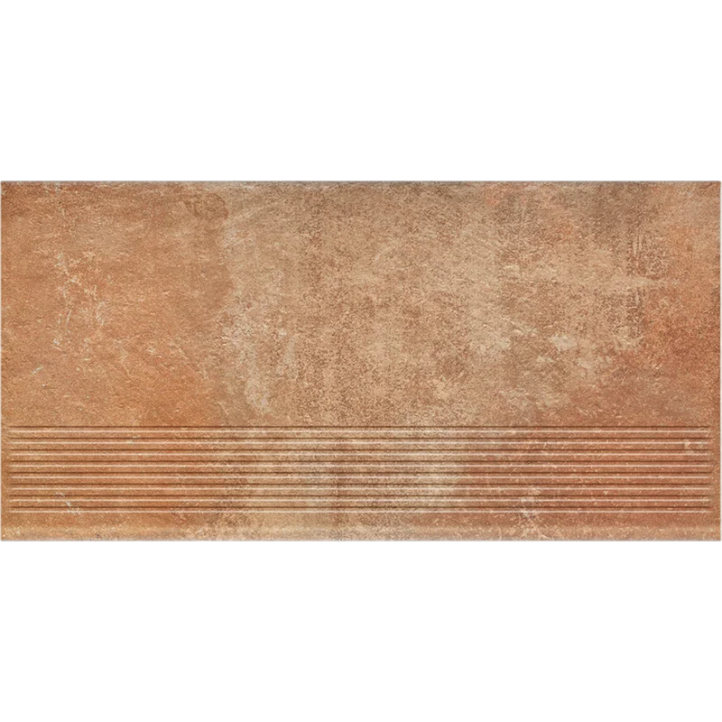 Клинкерная ступень с насечками Paradyz Scandiano Rosso, 600x300x8,5 мм