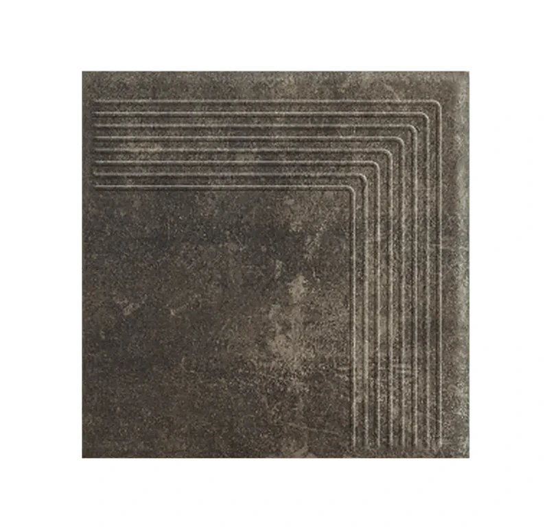 Угловая клинкерная ступень с насечками Paradyz Scandiano Beige, 300x300x11 мм