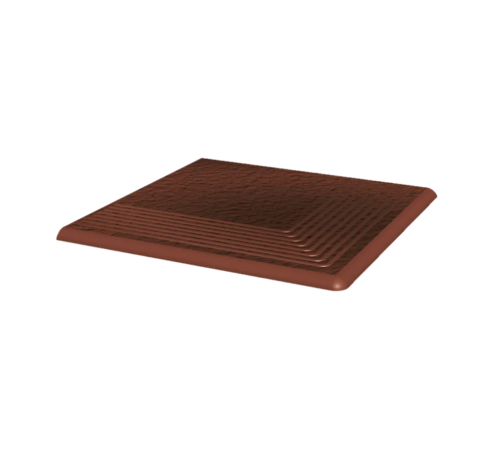 Угловая клинкерная ступень с насечками Paradyz Cloud Rosa Duro, 300x300x11 мм