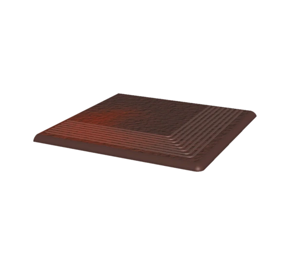 Угловая клинкерная ступень с насечками Paradyz Cloud Brown Duro, 300x300x11 мм