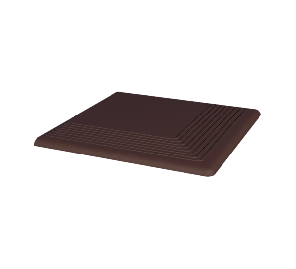 Угловая клинкерная ступень с насечками Paradyz Natural Brown, 300x300x11 мм