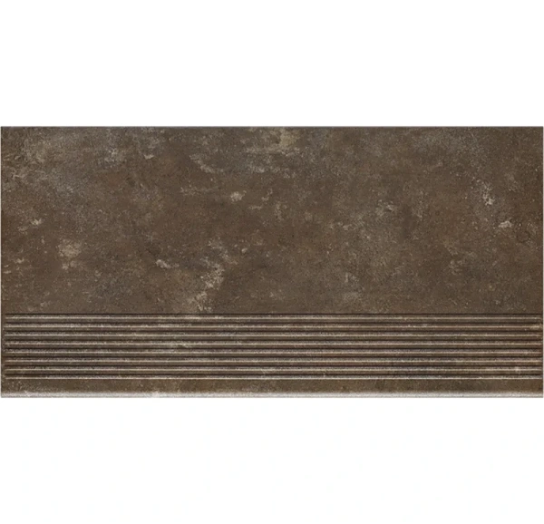 Клинкерная ступень с насечками Paradyz Ilario Brown, 600x300x8,5 мм