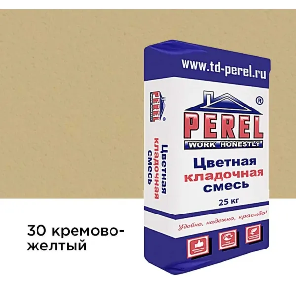 Цветной кладочный раствор Perel SL 0030 кремово-желтый, 25 кг