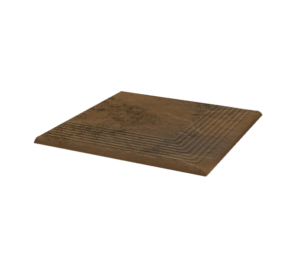 Угловая клинкерная ступень с насечками Paradyz Semir Beige, 300x300x11 мм