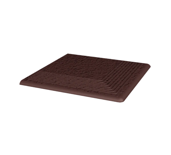Угловая клинкерная ступень с насечками Paradyz Natural Brown Duro, 300x300x11 мм