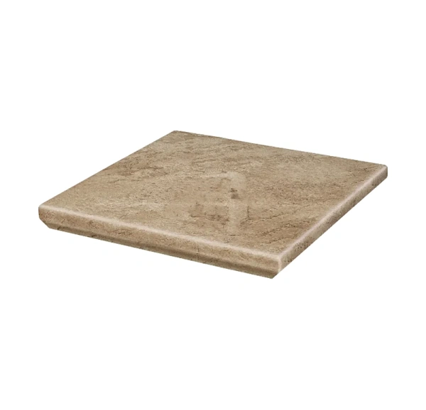 Угловая клинкерная ступень с капиносом Paradyz Mattone Pietra Beige, 330x330x11 мм
