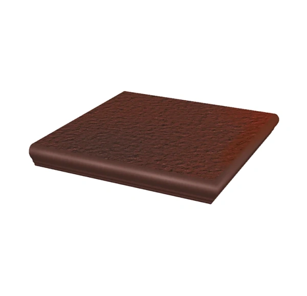 Угловая клинкерная ступень с капиносом Paradyz Cloud Brown Duro, 330x330x11 мм