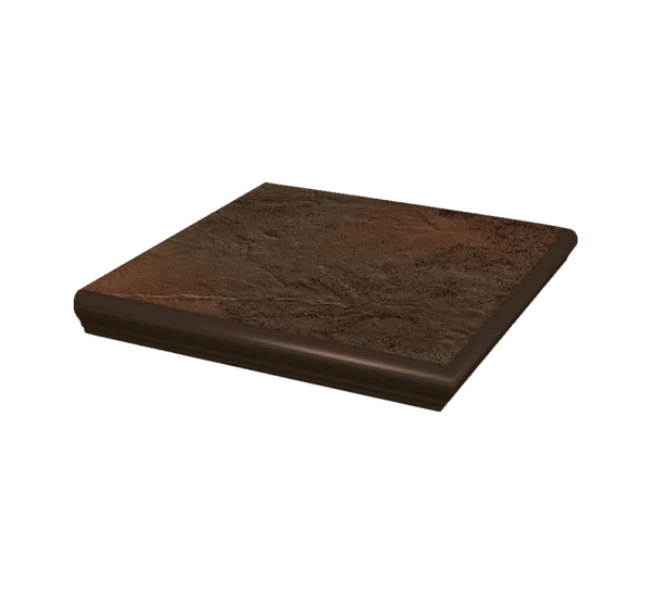Угловая клинкерная ступень с капиносом Paradyz Semir Brown, 330x330x11 мм