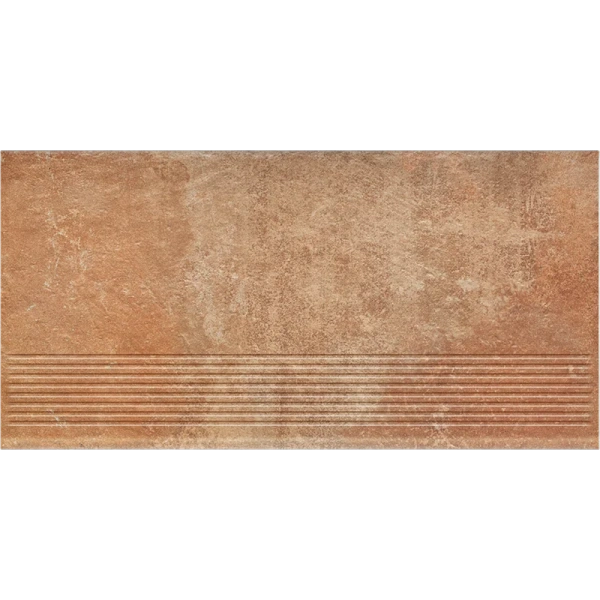 Клинкерная ступень с насечками Paradyz Scandiano Rosso, 600x300x8,5 мм