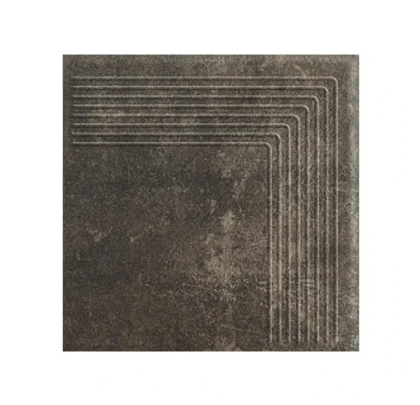 Угловая клинкерная ступень с насечками Paradyz Scandiano Beige, 300x300x11 мм