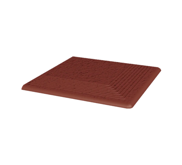 Угловая клинкерная ступень с насечками Paradyz Natural Rosa Duro, 300x300x11 мм