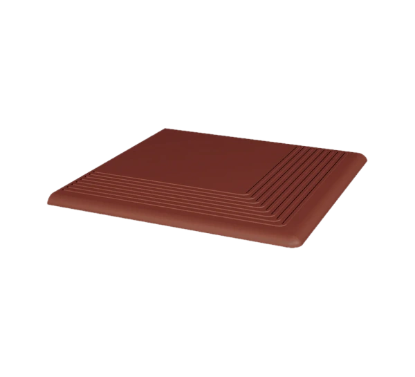 Угловая клинкерная ступень с насечками Paradyz Natural Rosa, 300x300x11 мм